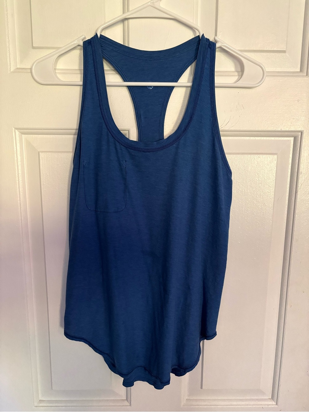 Blue Racerback Tank Top - Women's Casual Pocket Tank